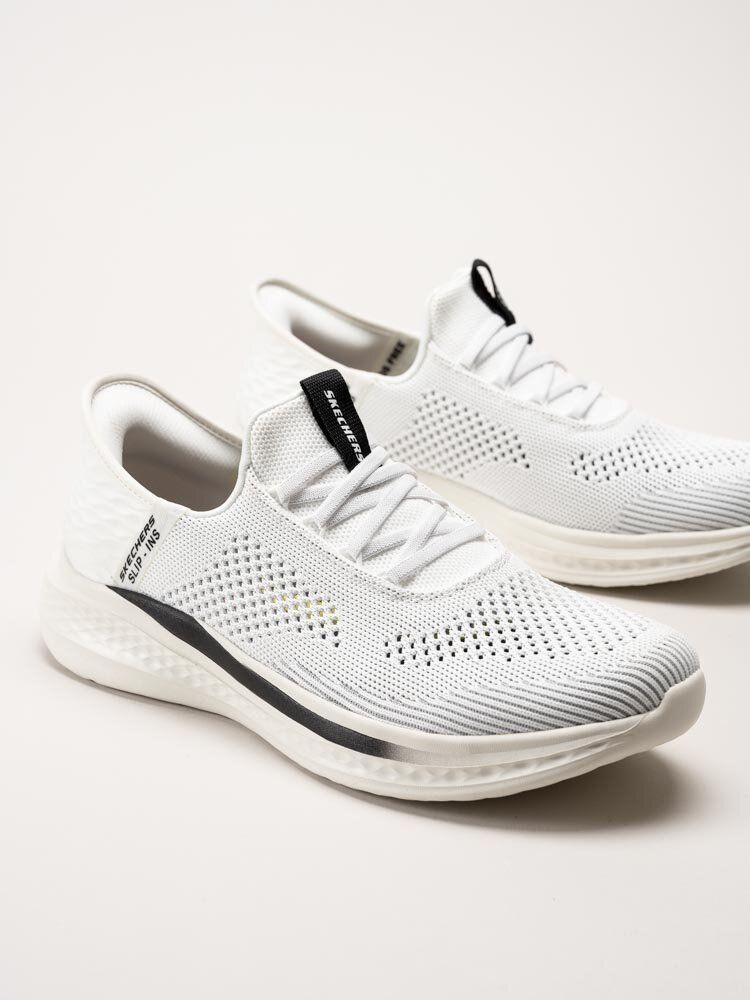 Skechers - Mens Slade Slip Ins - Vita slip-ins sneakers i textil