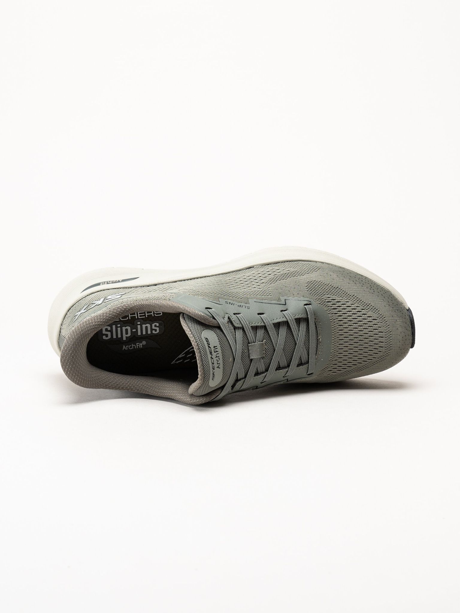 Skechers - Arch Fit 2.0 - Olivgröna slip-ins sneakers i mesh