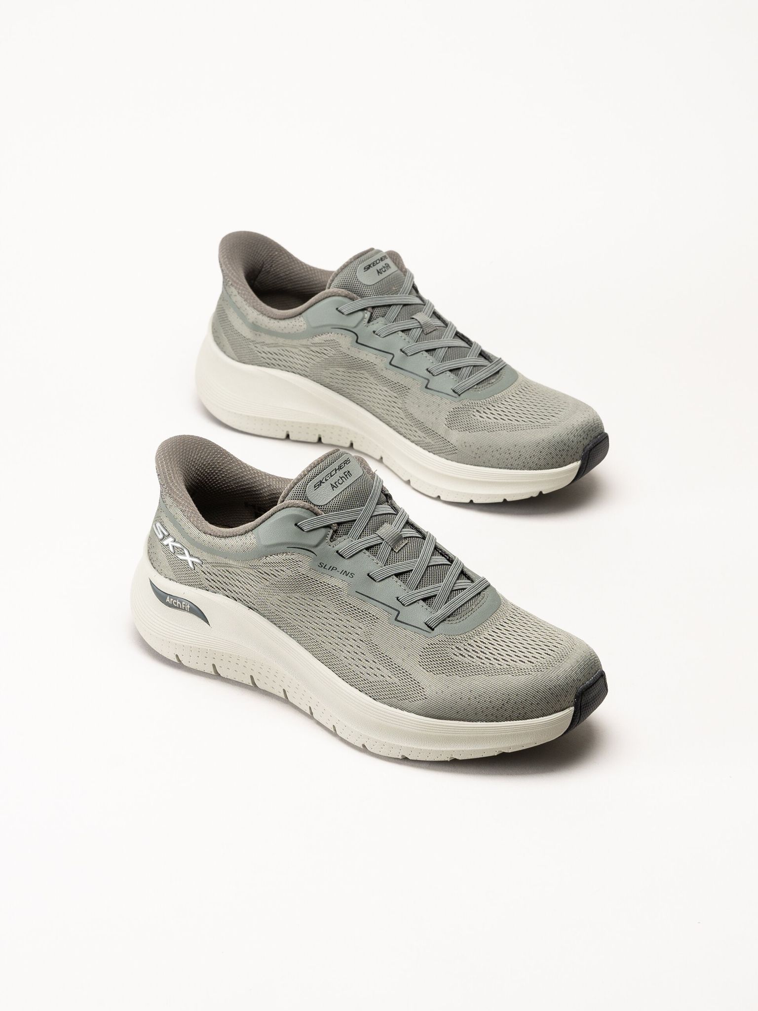 Skechers - Arch Fit 2.0 - Olivgröna slip-ins sneakers i mesh
