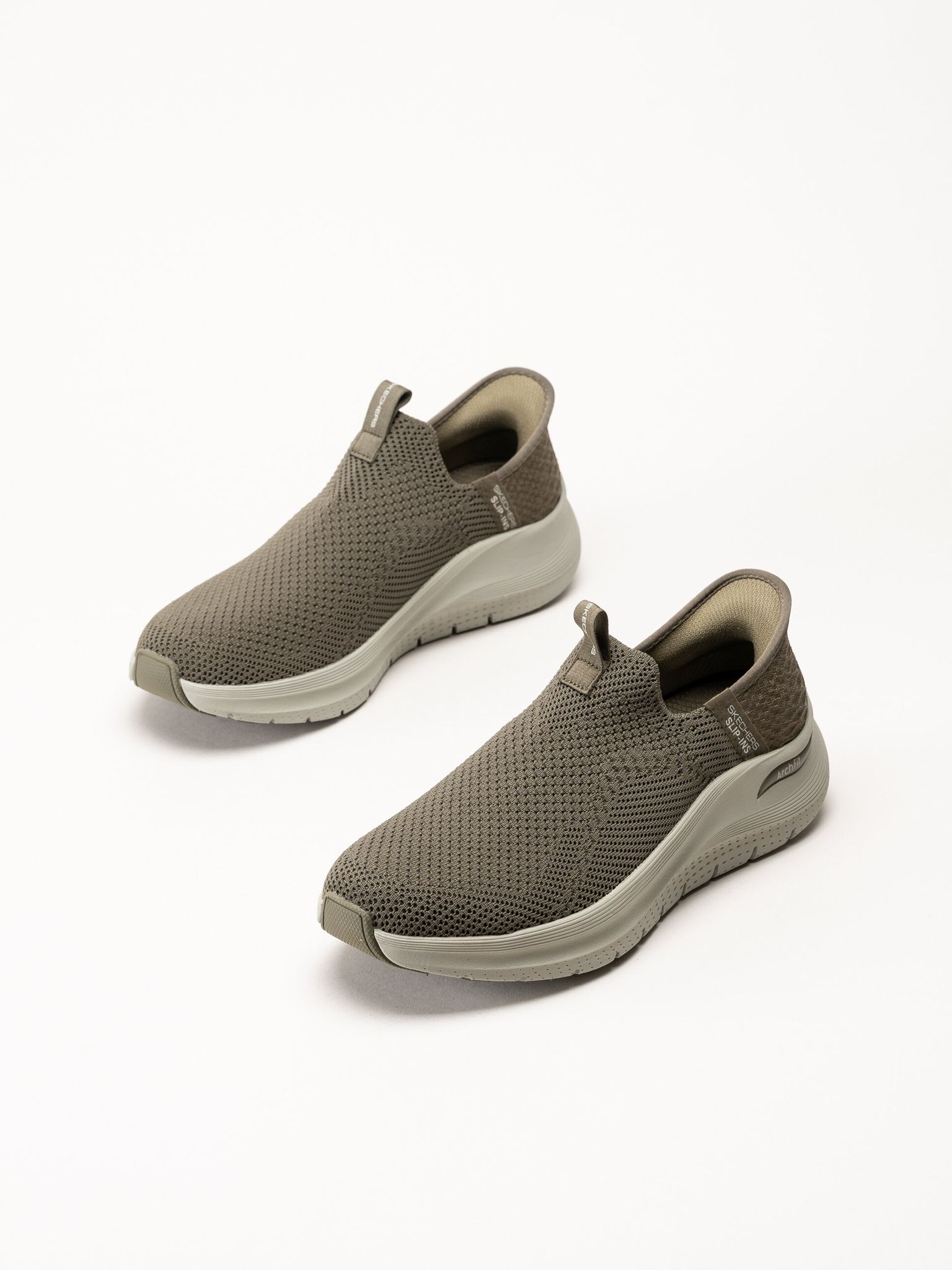 Skechers - Arch Fit 2.0 Crayn - Gröna slip-ins sneakers i mesh