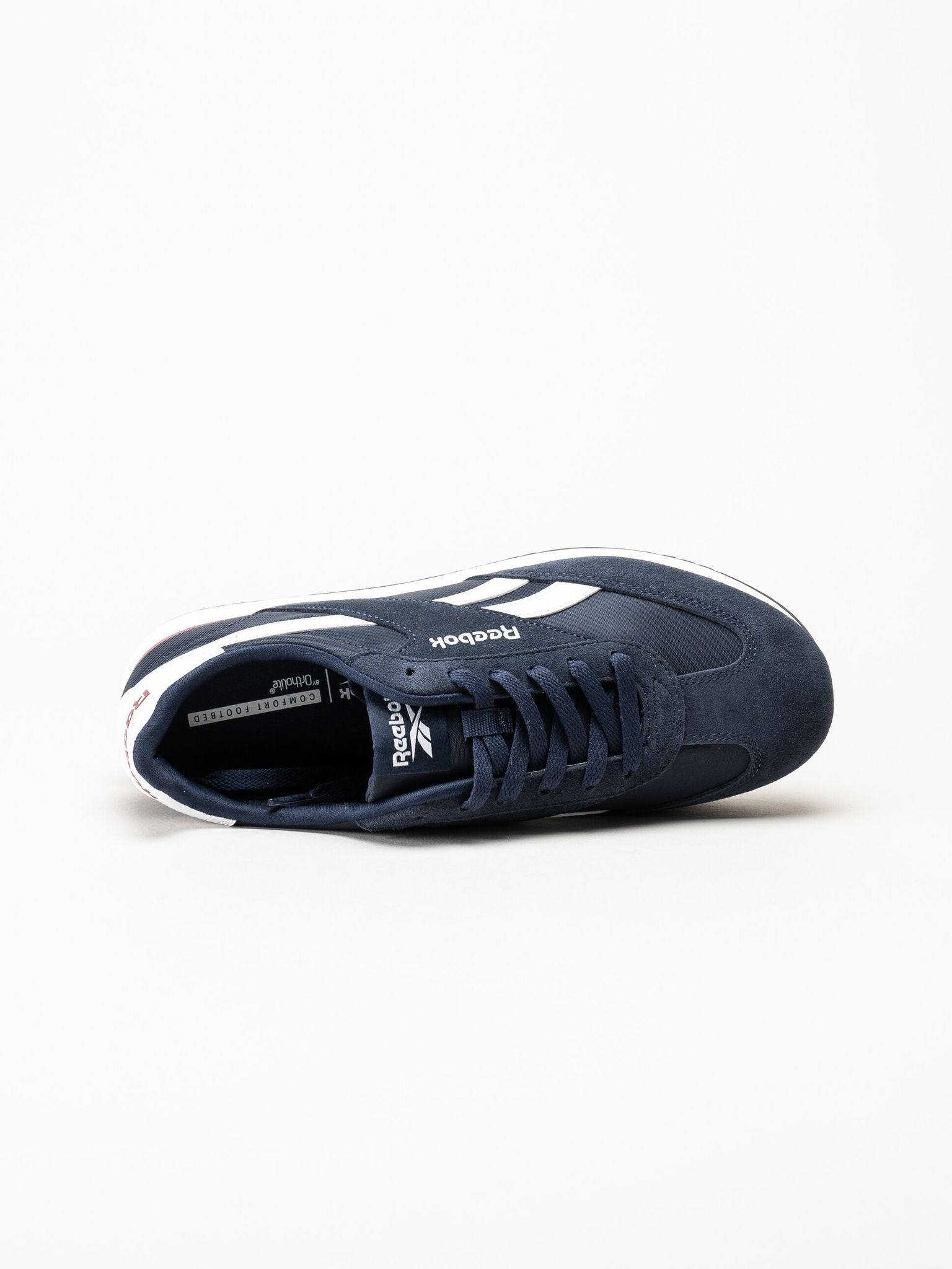 Reebok - World 70 - Mörkblå sneakers i mocka  och textil