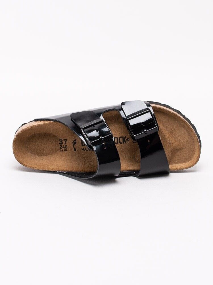 Birkenstock - Arizona Patent - Svarta slip in sandaler i lack med klassisk sula