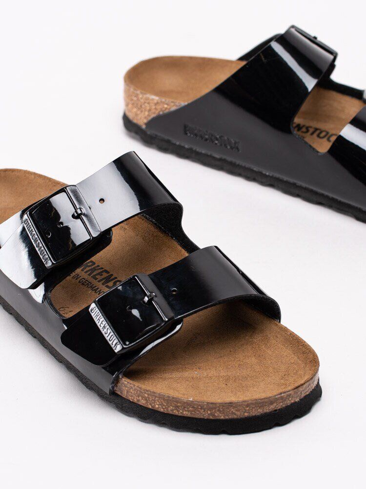 Birkenstock - Arizona Patent - Svarta slip in sandaler i lack med klassisk sula
