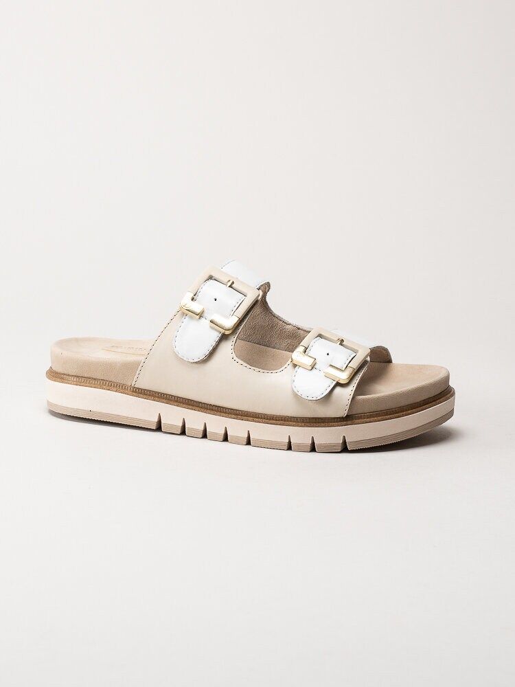 Tamaris Wide - Vita slip in sandaler i skinn