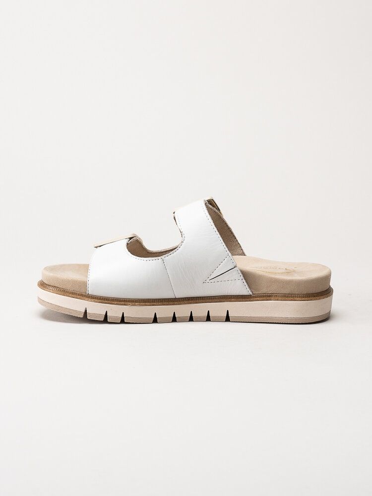 Tamaris Wide - Vita slip in sandaler i skinn