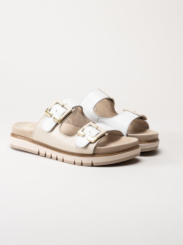 Tamaris Wide - Vita slip in sandaler i skinn