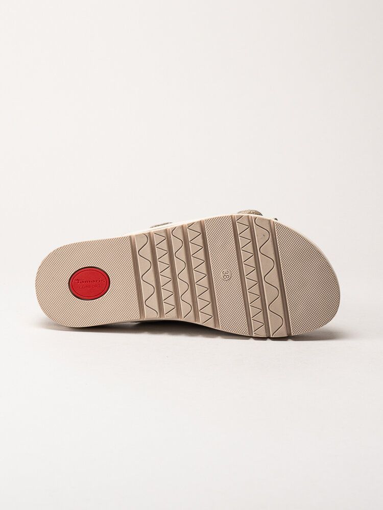 Tamaris Wide - Vita slip in sandaler i skinn