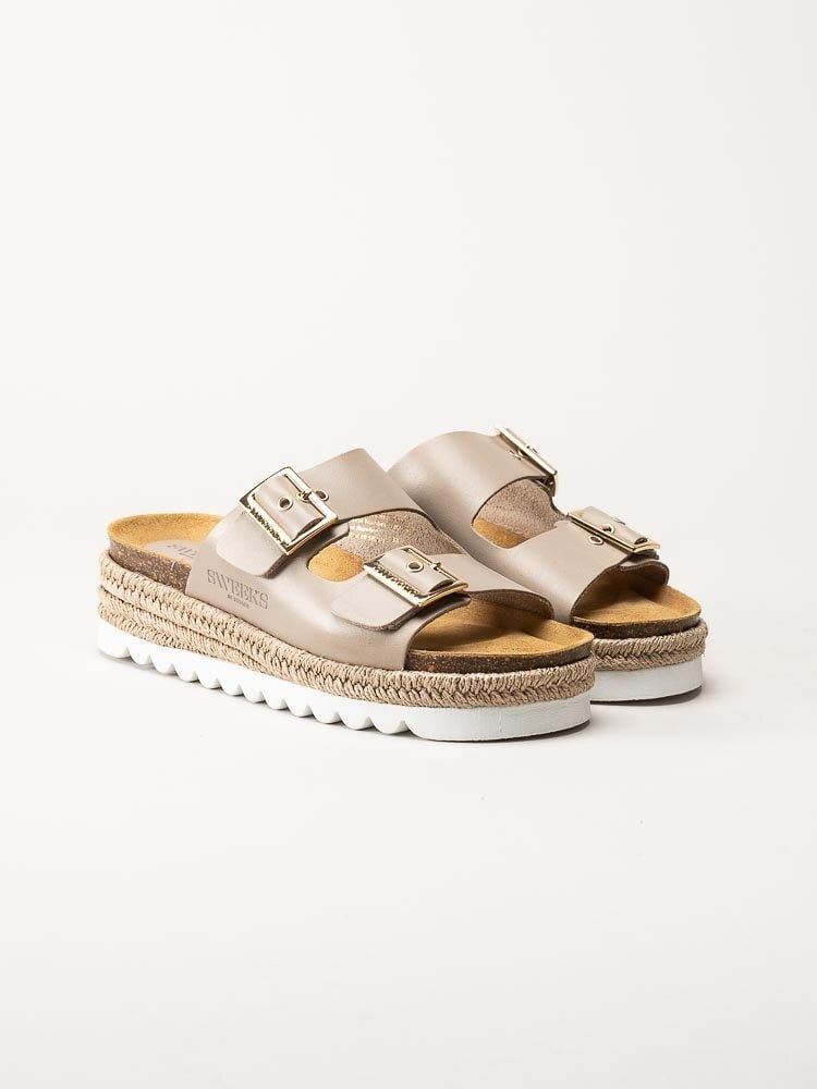 Sweeks - Sonja - Beige slip in sandaler i skinn