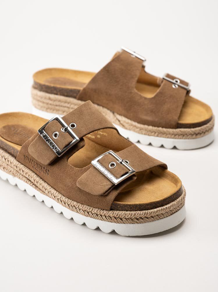 Sweeks - Sonja - Bruna slip in sandaler i mocka