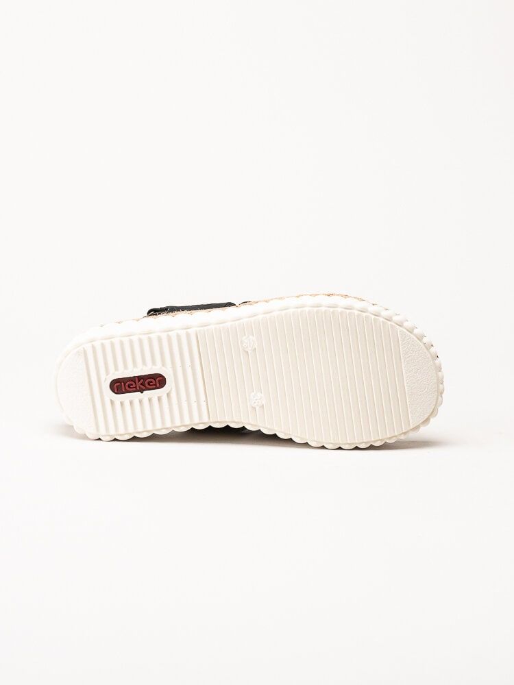 Svarta sandaler i skinnimitation