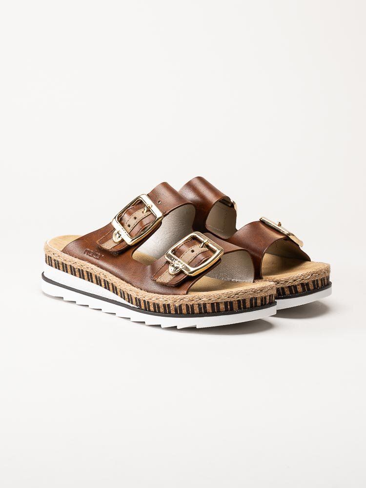 Rieker - Bruna slip in sandaler i skinn