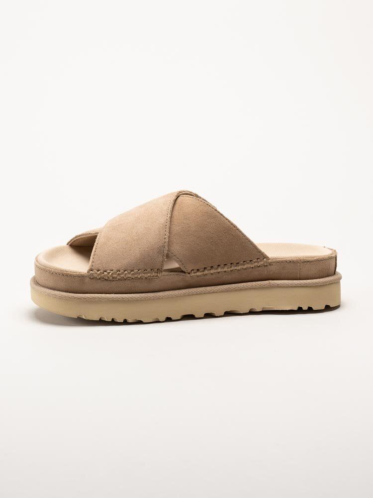 UGG - W Goldenstar Cross Slide - Beige slip in sandaler i mocka