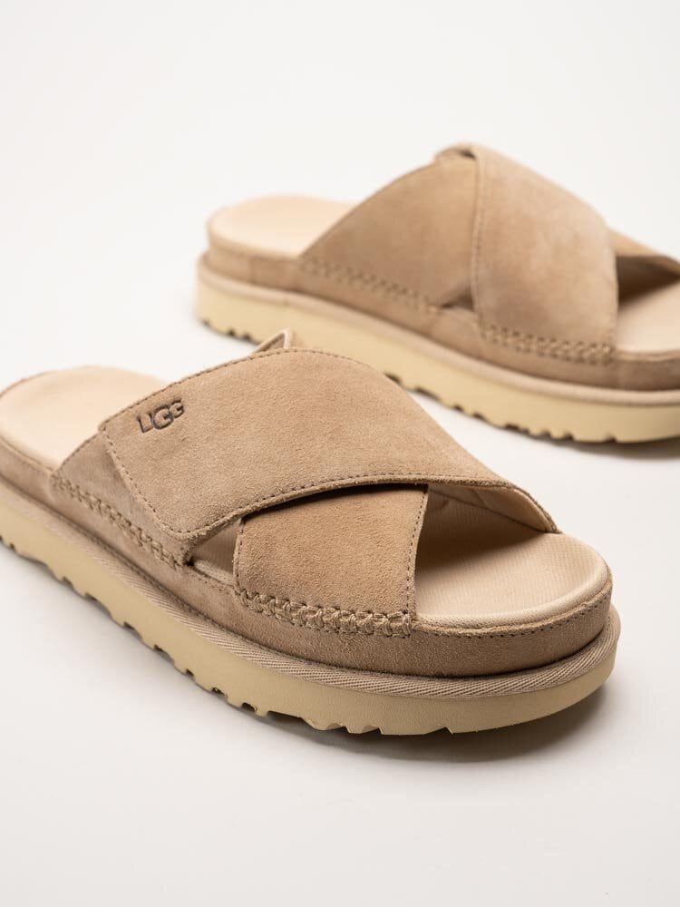 UGG - W Goldenstar Cross Slide - Beige slip in sandaler i mocka
