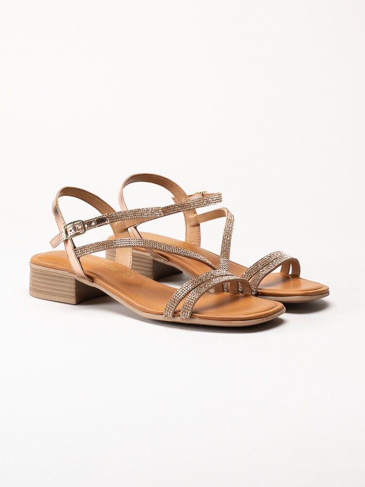 Tamaris - Rose metallic sandaler med glitterremmar