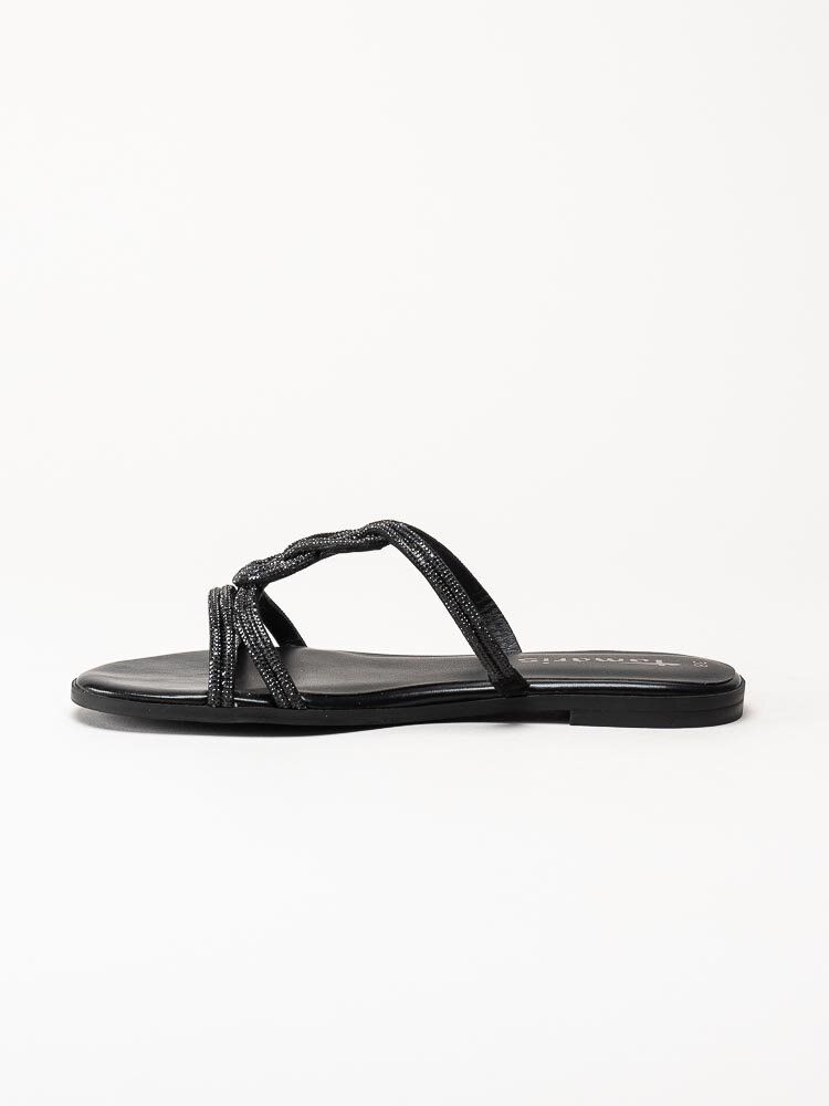 Tamaris - Svarta sandaler med glitterremmar