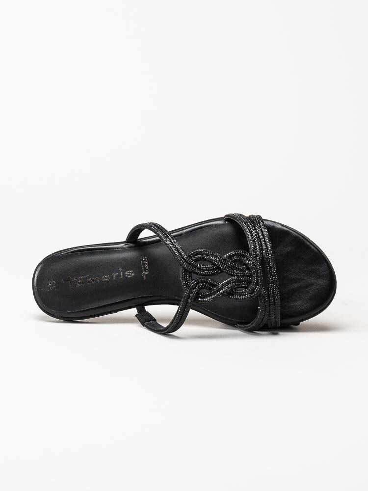 Tamaris - Svarta sandaler med glitterremmar