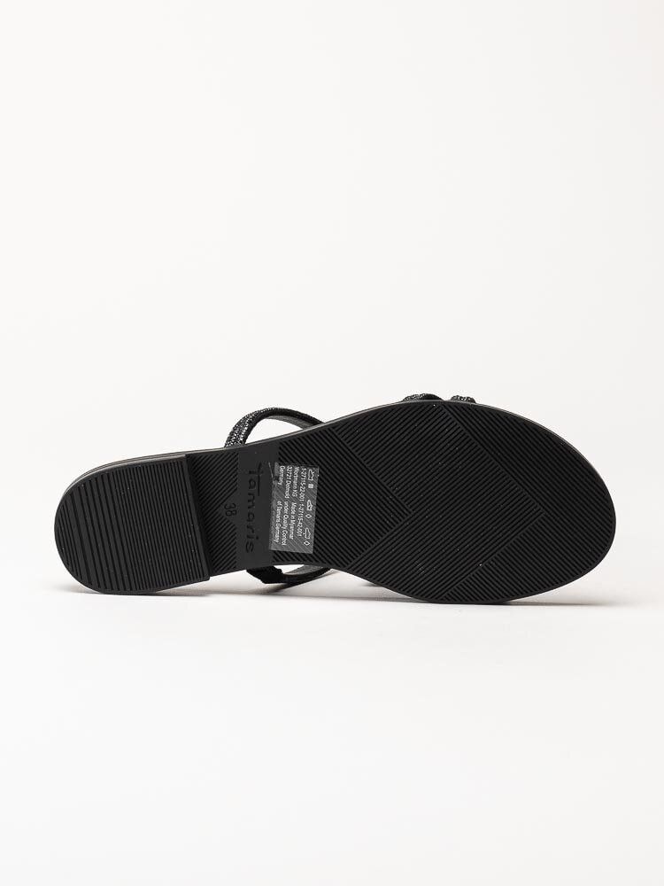 Tamaris - Svarta sandaler med glitterremmar
