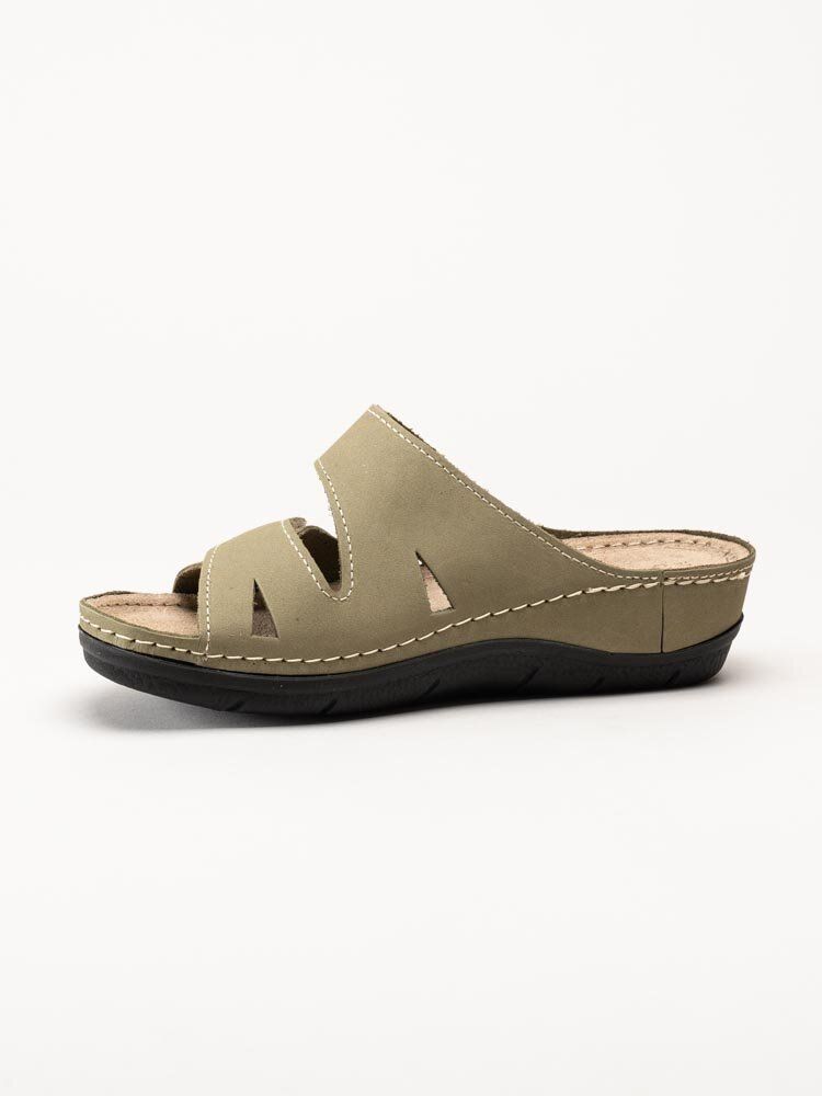 Marco Tozzi - Olivgröna slip in tofflor i nubuck