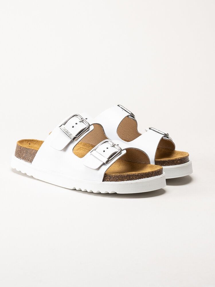 Scholl - Malerra AD - Vita slip i sandaler i skinn