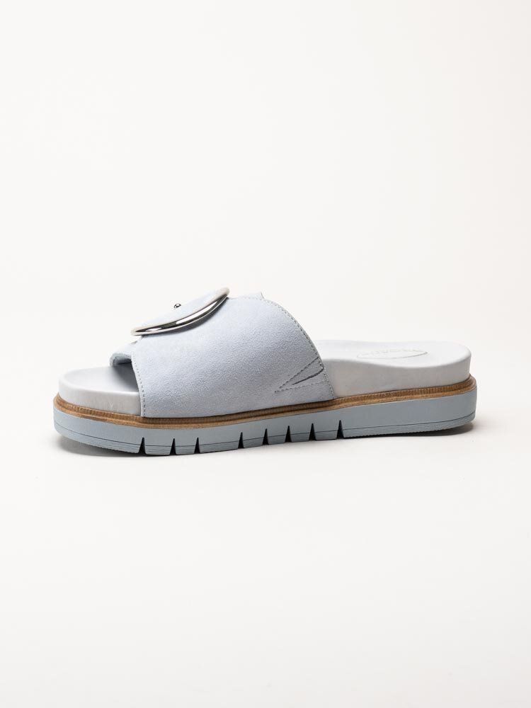 Tamaris Wide - Ljusblå slip in sandaler i mocka
