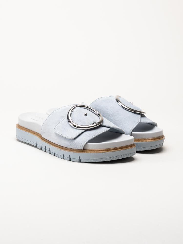 Tamaris Wide - Ljusblå slip in sandaler i mocka