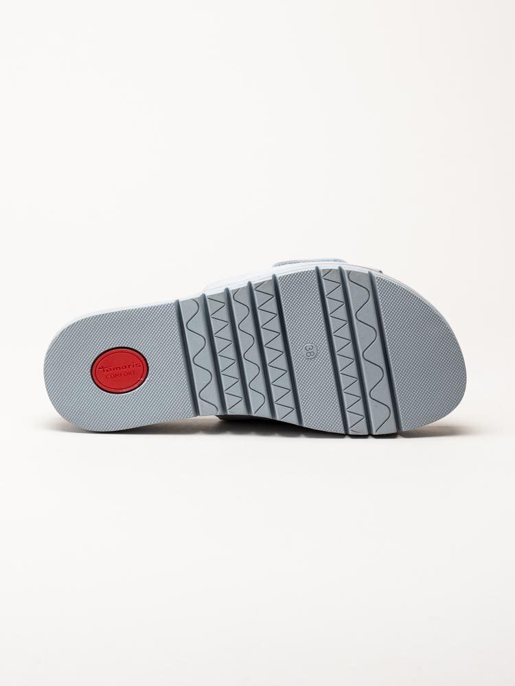 Tamaris Wide - Ljusblå slip in sandaler i mocka