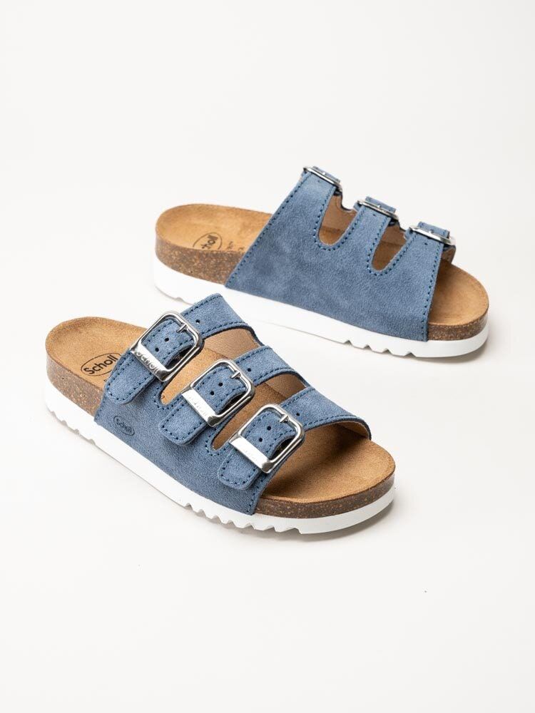 Scholl - Rio WG AD - Blåa slip in sandaler i mocka