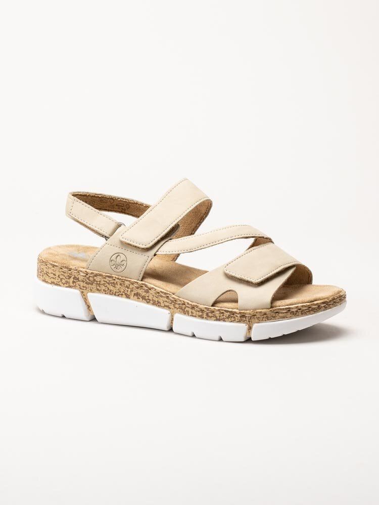 Rieker - Beige sandaler i mockaimitation