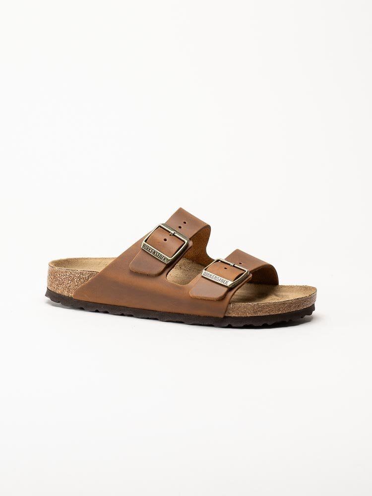 Birkenstock - Arizona Narrow - Bruna slip in sandaler i oljat skinn