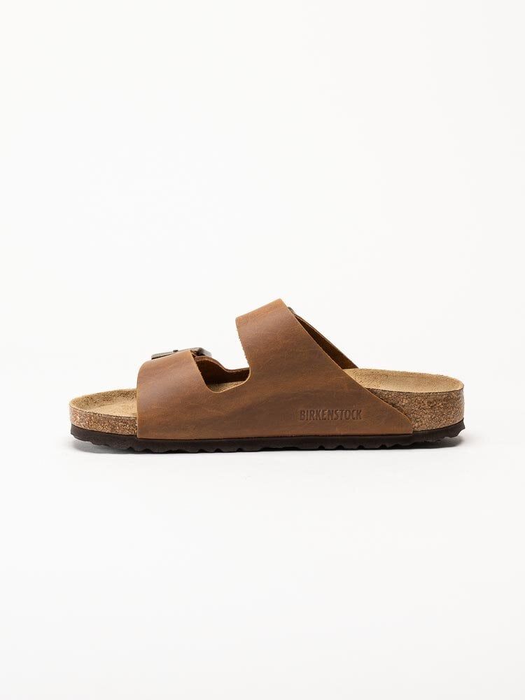 Birkenstock - Arizona Narrow - Bruna slip in sandaler i oljat skinn