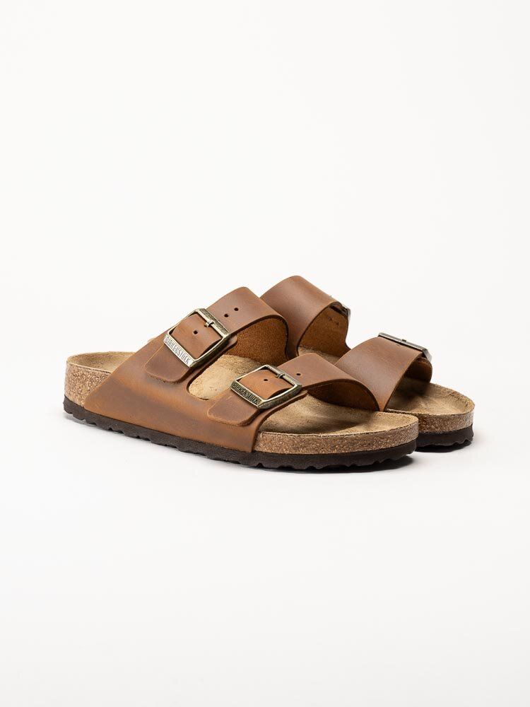 Birkenstock - Arizona Narrow - Bruna slip in sandaler i oljat skinn