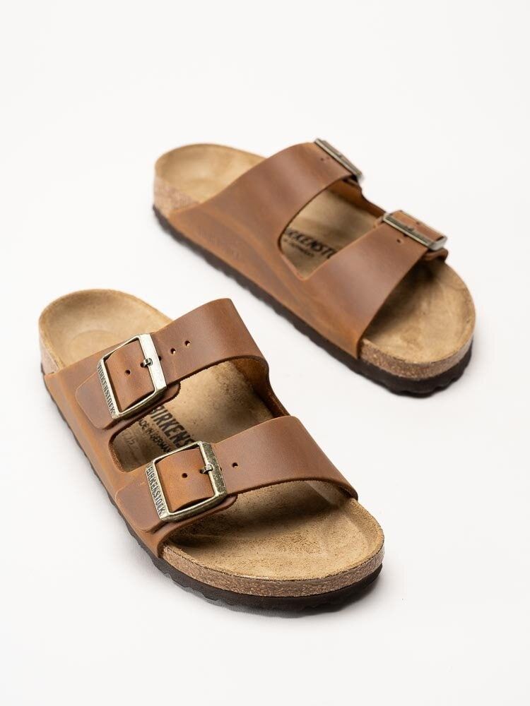 Birkenstock - Arizona Narrow - Bruna slip in sandaler i oljat skinn