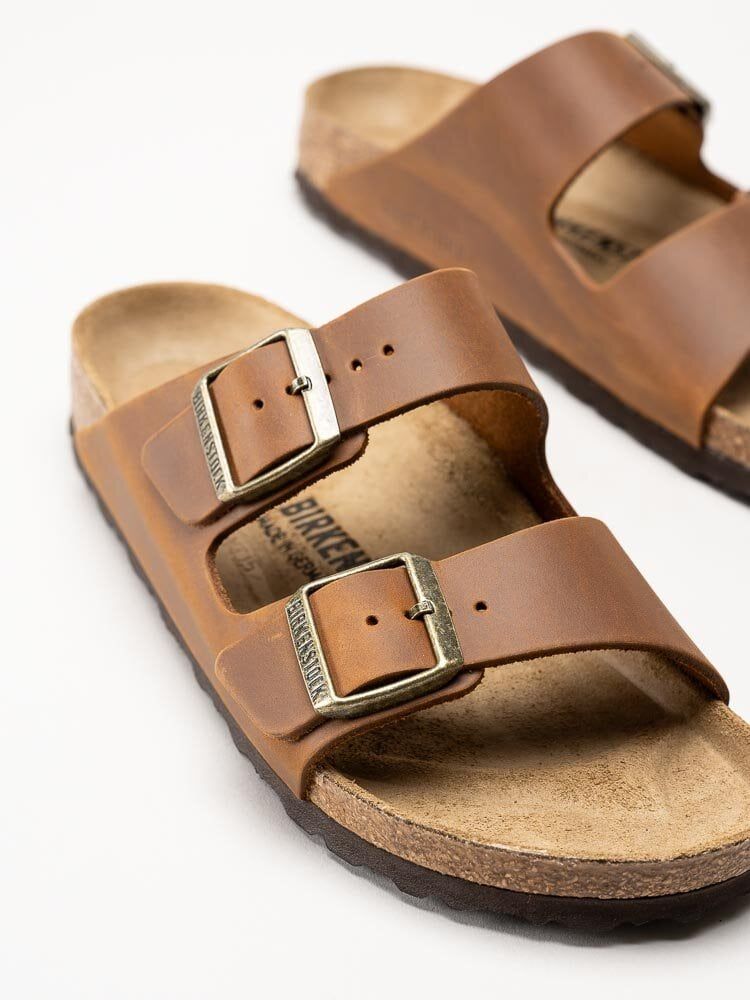 Birkenstock - Arizona Narrow - Bruna slip in sandaler i oljat skinn