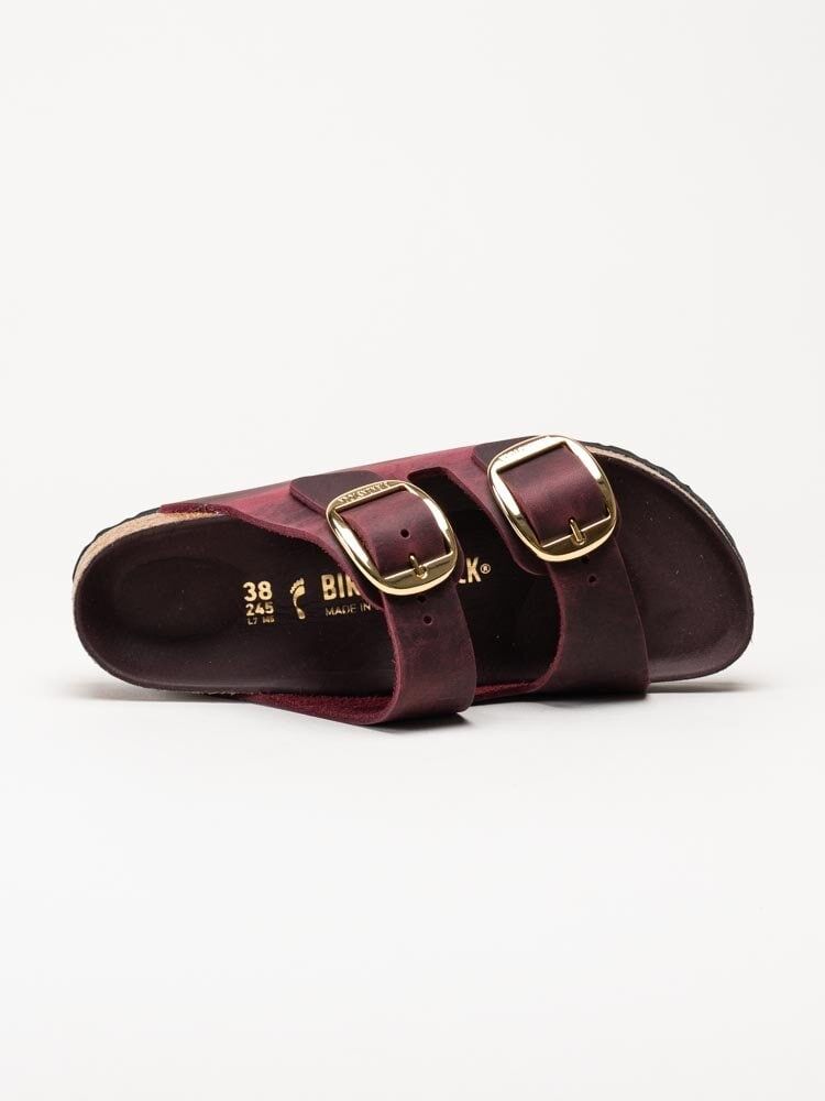 Birkenstock - Arizona Big Buckle oiled narro - Vinröda slip in sandaler stora spännen