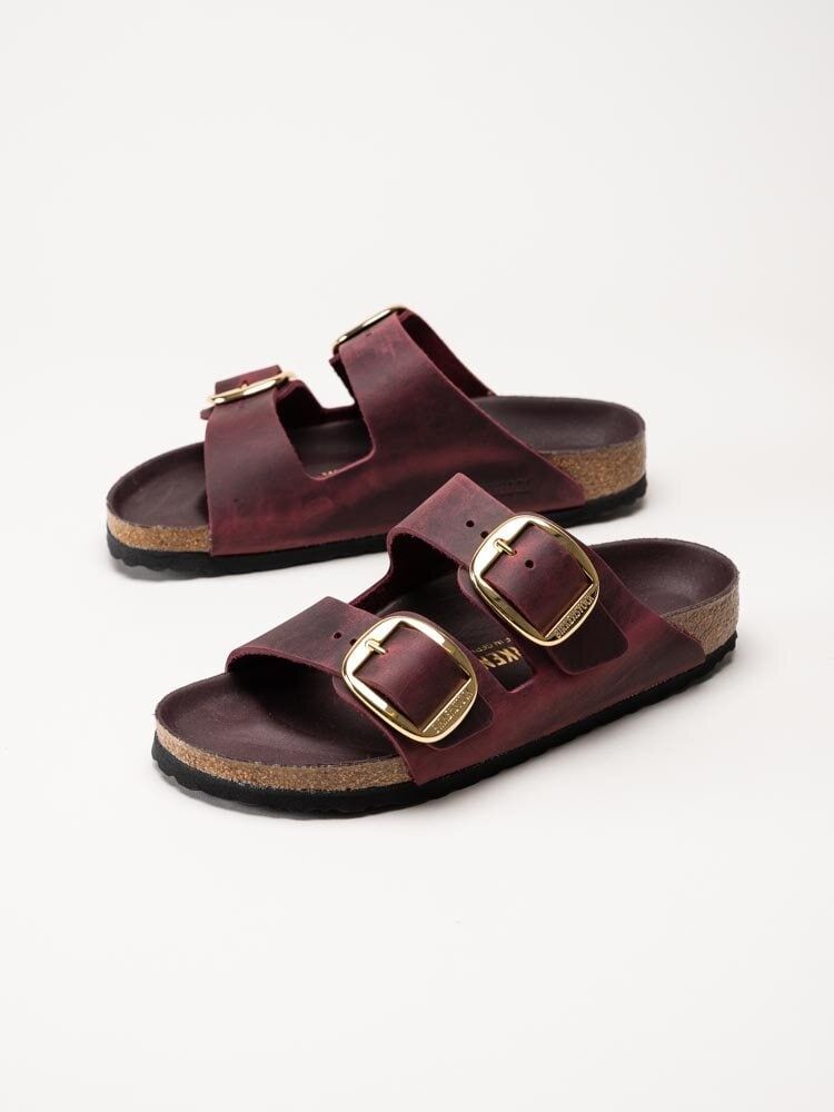 Birkenstock - Arizona Big Buckle oiled narro - Vinröda slip in sandaler stora spännen
