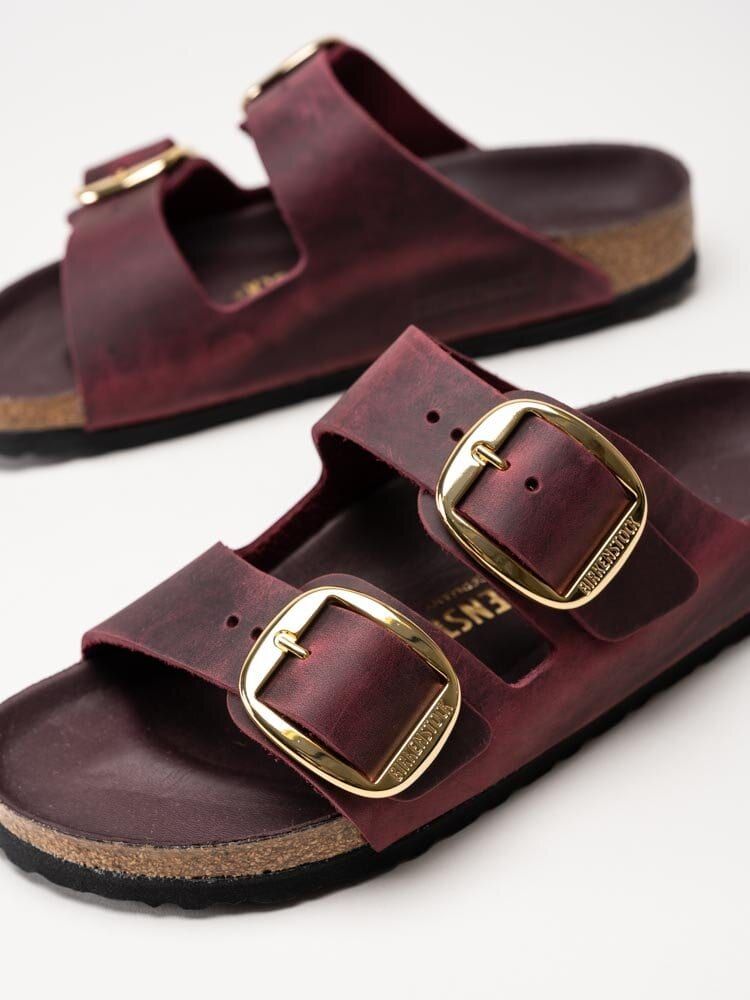 Birkenstock - Arizona Big Buckle oiled narro - Vinröda slip in sandaler stora spännen