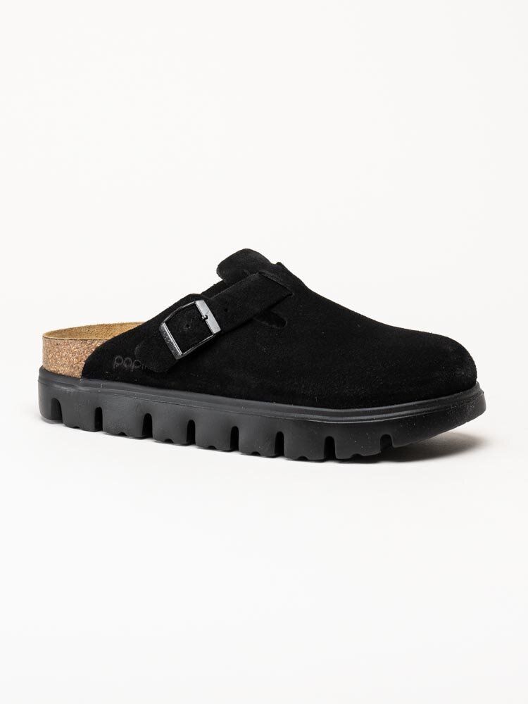 Papillio by Birkenstock - Boston chunky suede - Svarta slip in sandaler i mocka