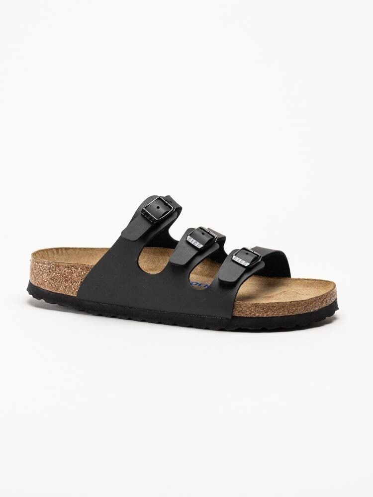 Birkenstock - Florida - Svarta slip in sandaler i skinnimitation