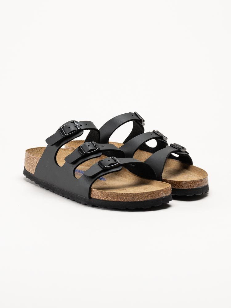 Birkenstock - Florida - Svarta slip in sandaler i skinnimitation