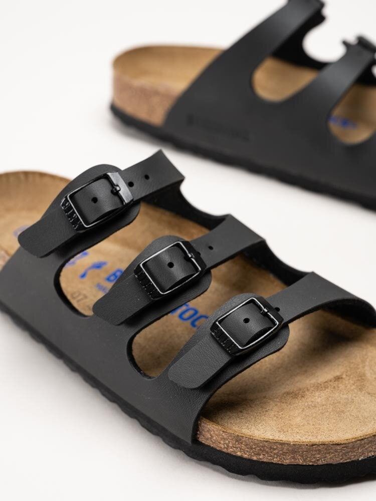 Birkenstock - Florida - Svarta slip in sandaler i skinnimitation