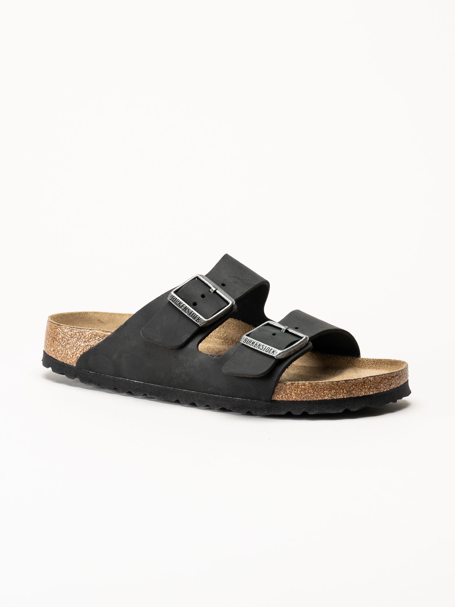Birkenstock - Arizona SFB oiled - Svarta slip in sandaler i oljat skinn