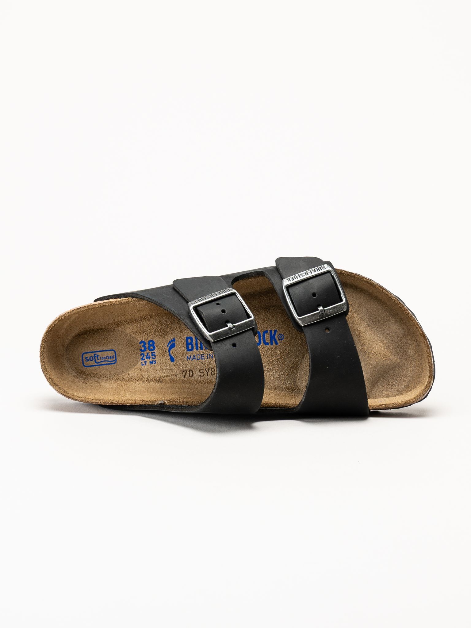 Birkenstock - Arizona SFB oiled - Svarta slip in sandaler i oljat skinn