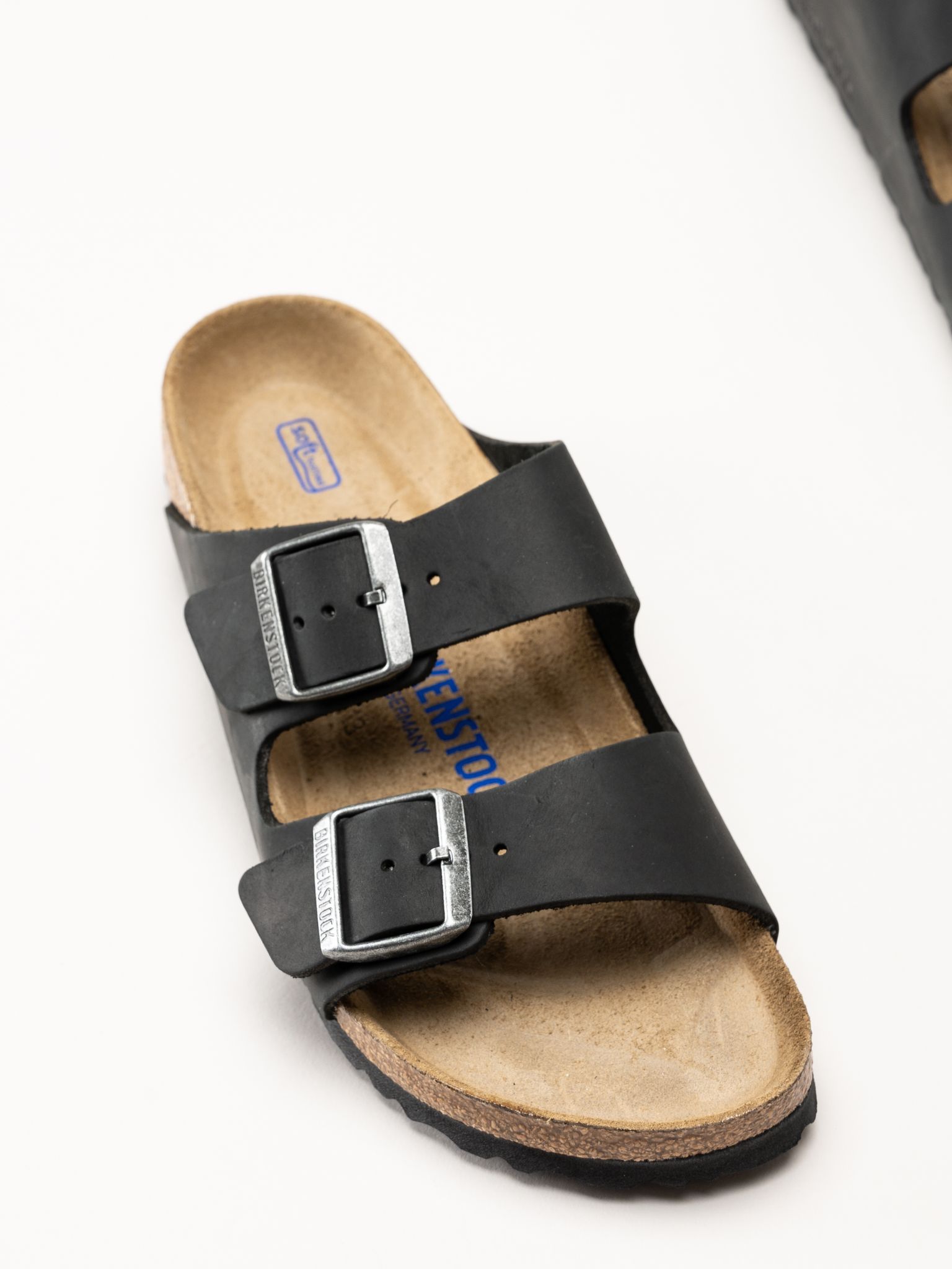 Birkenstock - Arizona SFB oiled - Svarta slip in sandaler i oljat skinn