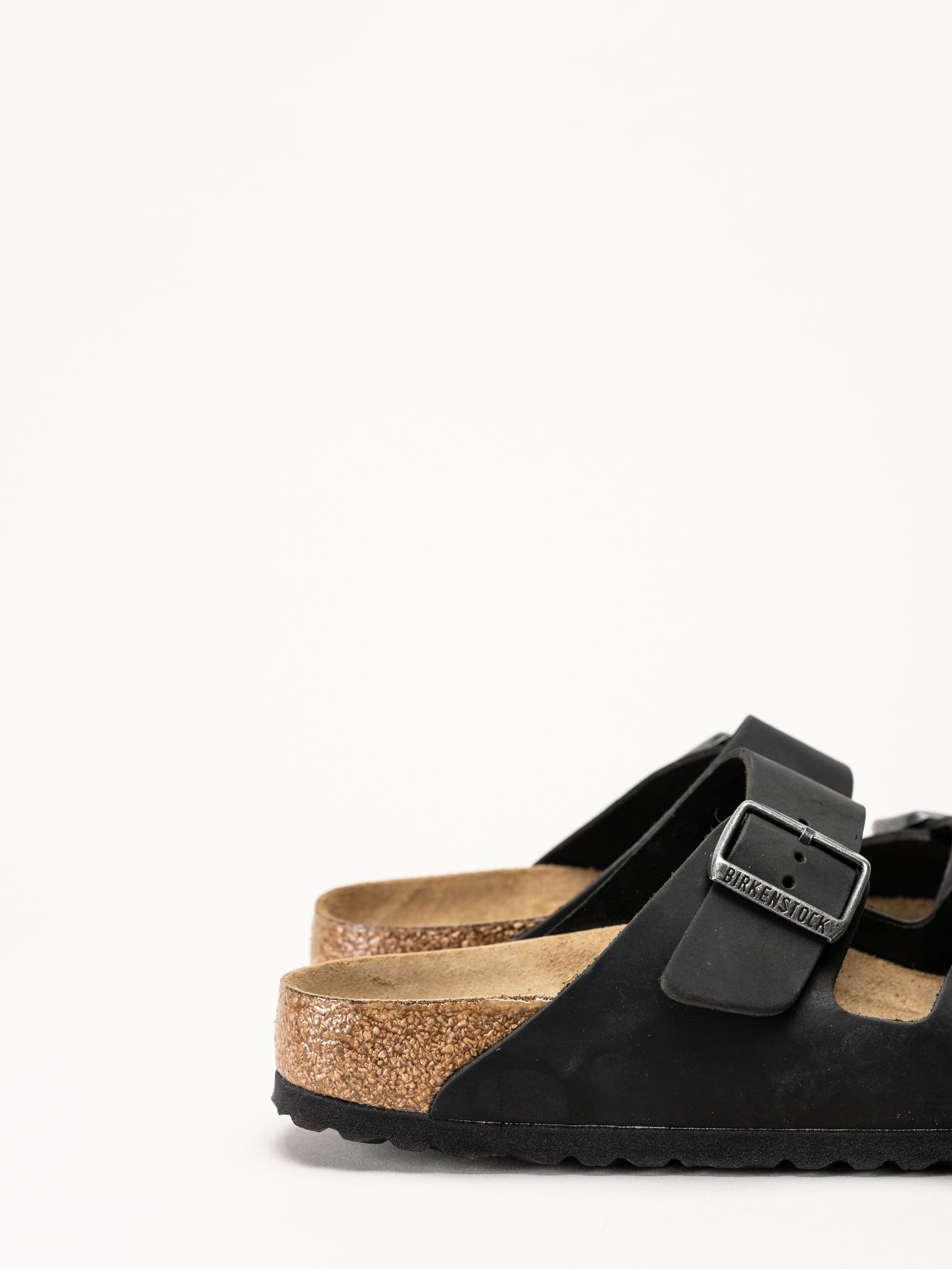 Birkenstock - Arizona SFB oiled - Svarta slip in sandaler i oljat skinn