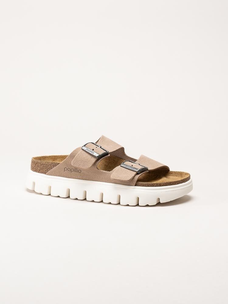 Birkenstock - Arizona Platform Suede - Beige slip in platåsdandaler
