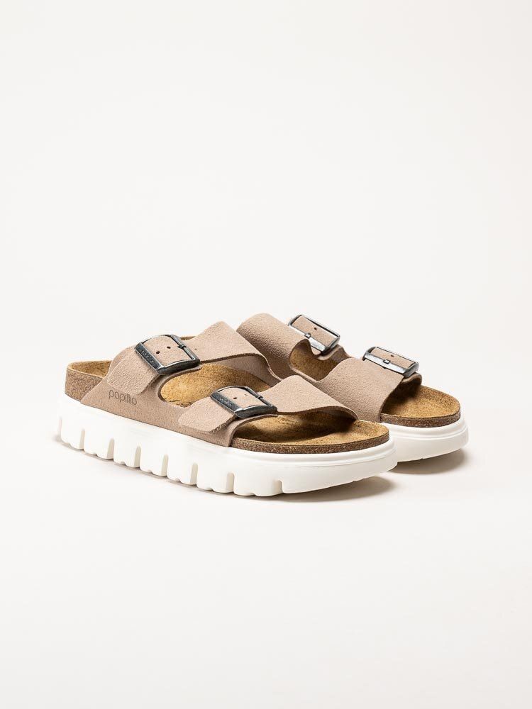 Birkenstock - Arizona Platform Suede - Beige slip in platåsdandaler