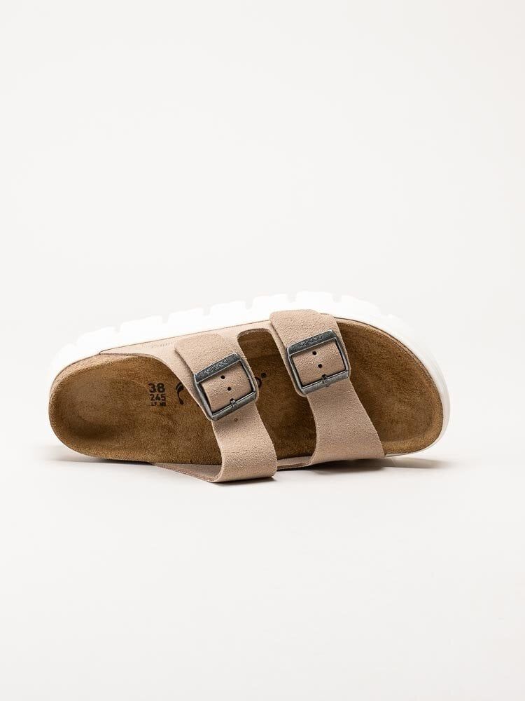 Birkenstock - Arizona Platform Suede - Beige slip in platåsdandaler