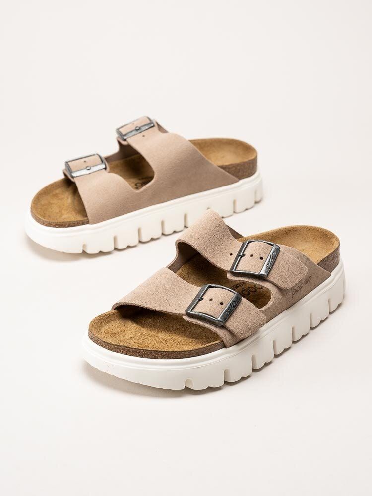 Birkenstock - Arizona Platform Suede - Beige slip in platåsdandaler