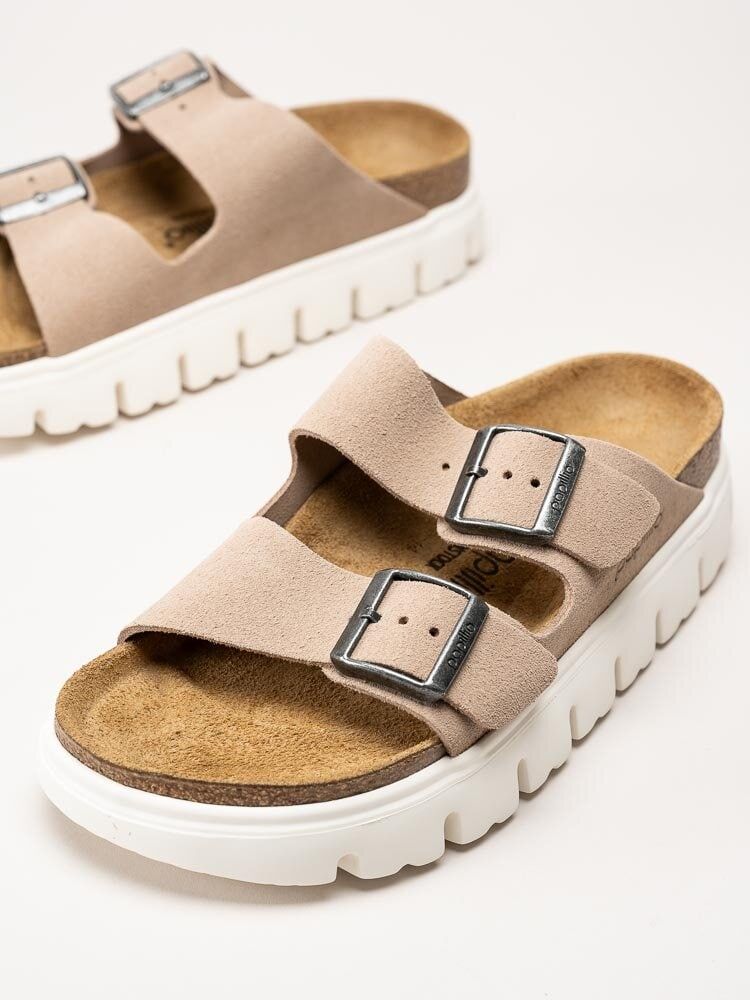 Birkenstock - Arizona Platform Suede - Beige slip in platåsdandaler