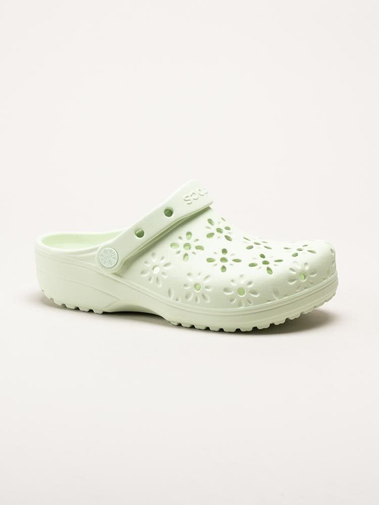 Crocs - Classic Floral Cut Out Clog - Gröna badtofflor